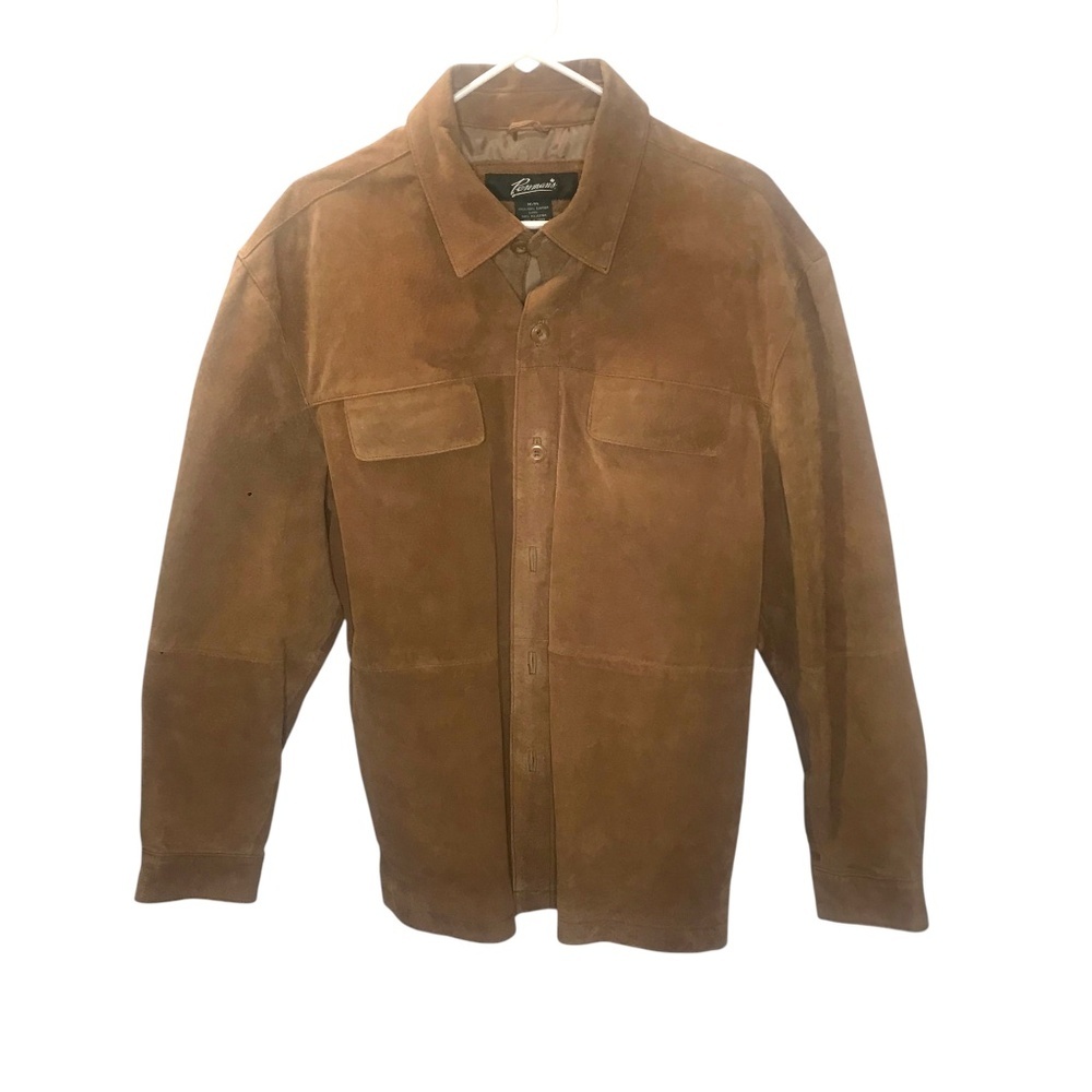 Men’s Brown Genuine Suede Shirt Jacket Button Up Leather Shacket